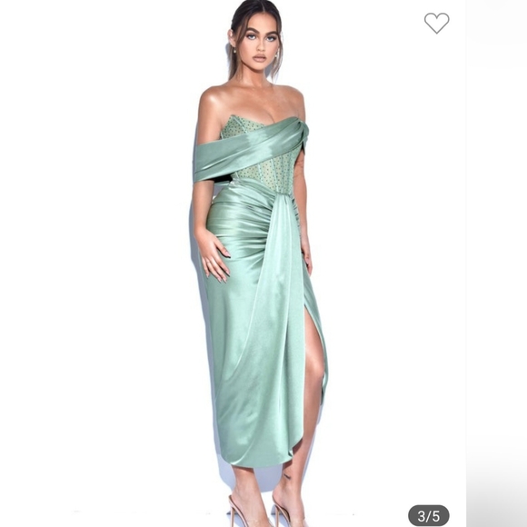 #75.NWT Miss Circle sage green Off Shoulder crystal corset - Picture 4 of 11